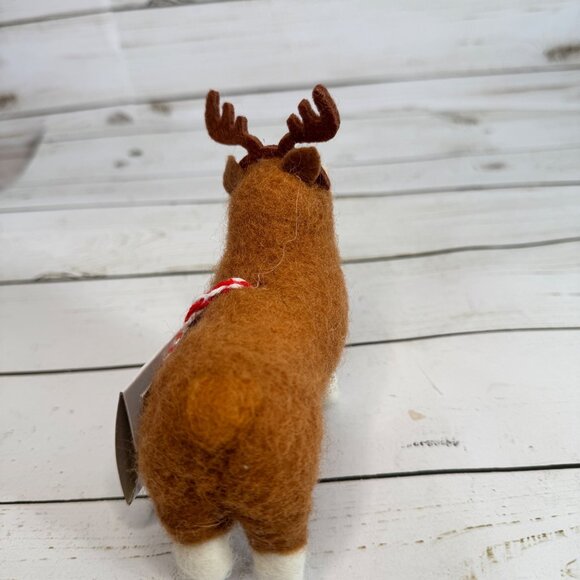 Felted Wool Corgi Dog Reindeer Antlers Christmas Tree Pet Ornament Wondershop - Picture 4 of 7